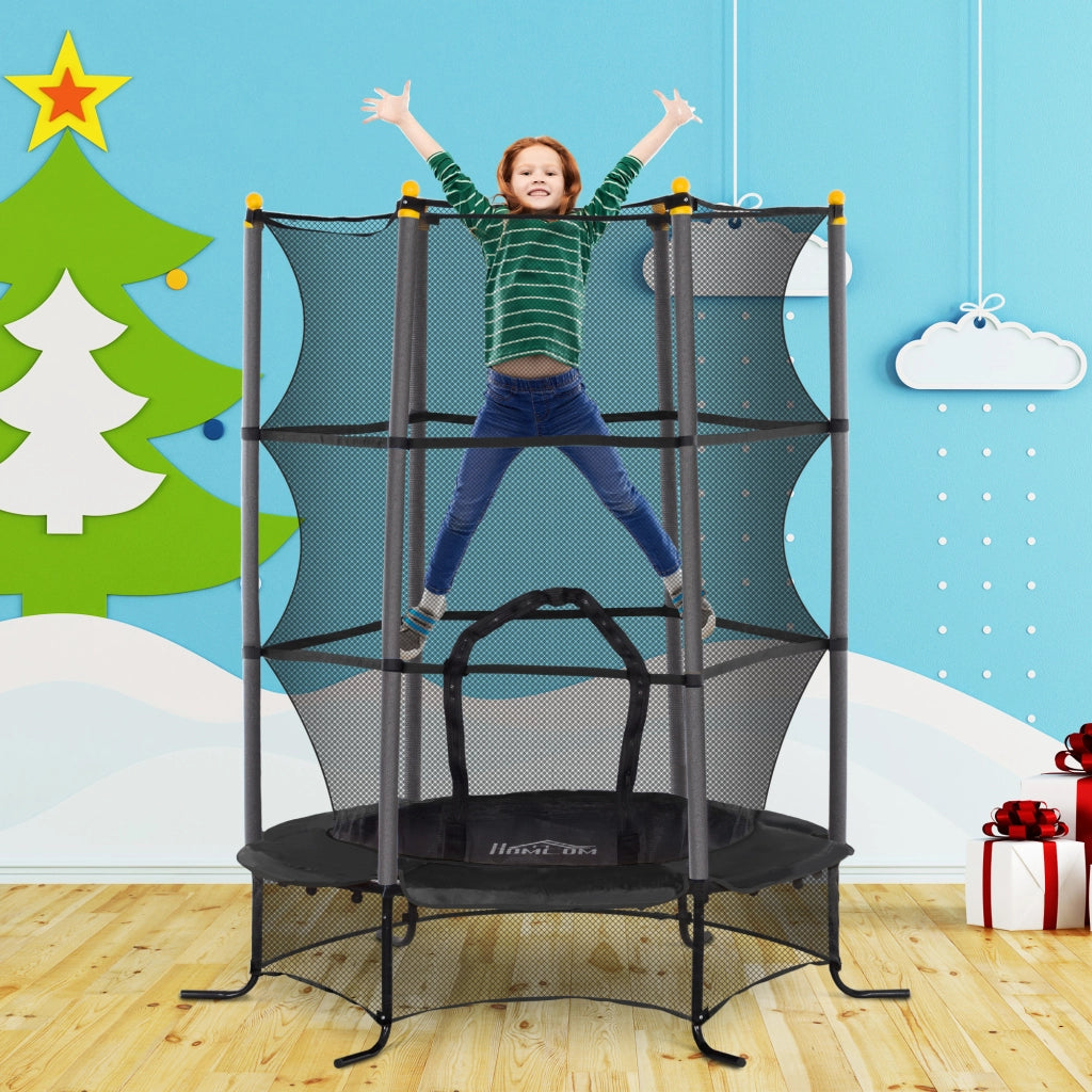 Trampolino Bambini 163 cm con Rete Sicurezza ¨C Zephmum ¨C Nero per Interno ed Esterno