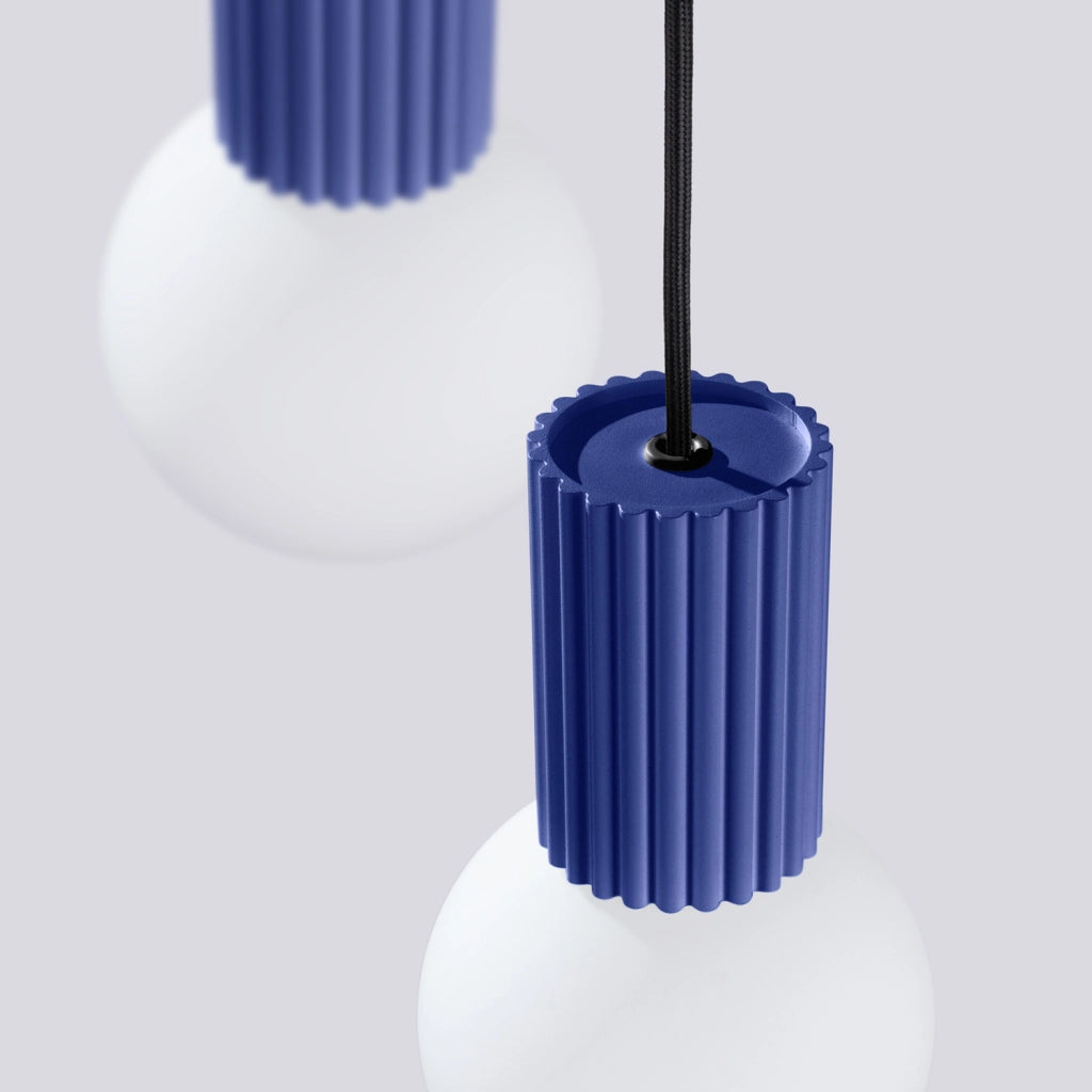 Lampadario moderno tondo 3 sfere vetro ultramarino G9