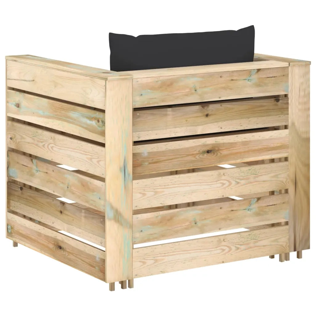 Set Salotto da Giardino 2 pz | Set di Mobili da Esterno con Cuscini Legno Impregnato Verde
