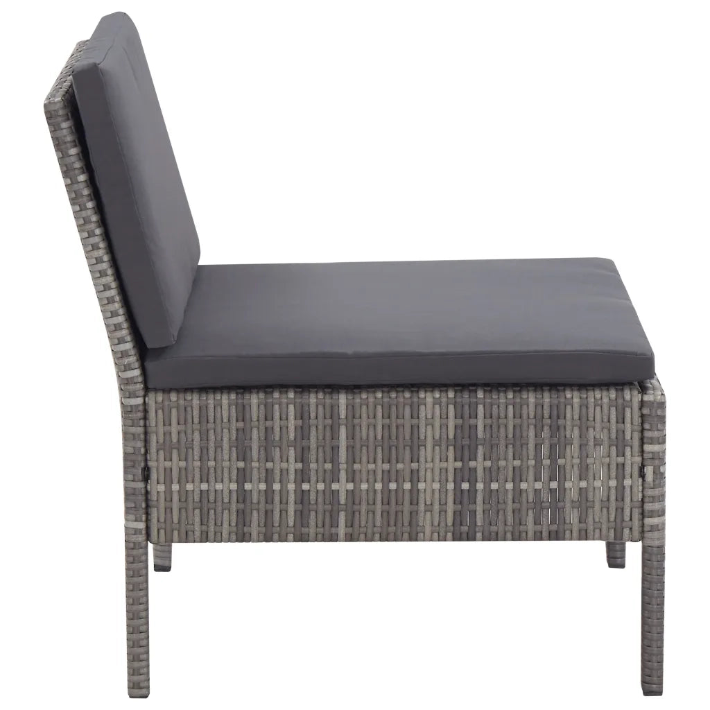 Set Divani da Giardino 3 pz | Set Salotto da Giardino con Cuscini in Polyrattan Grigio