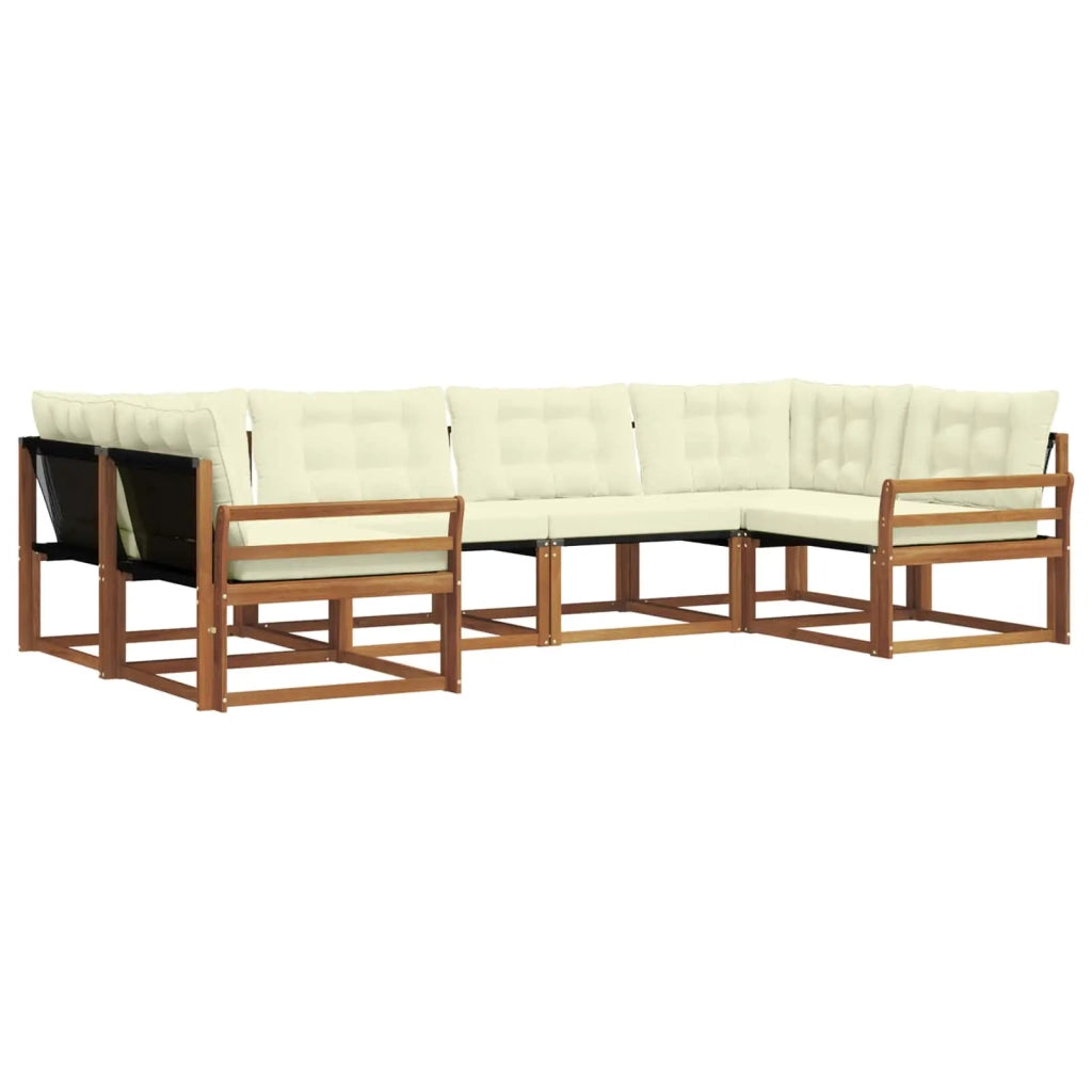 Set di divani da esterno con cuscino 6 pcs Naturale e Crema
