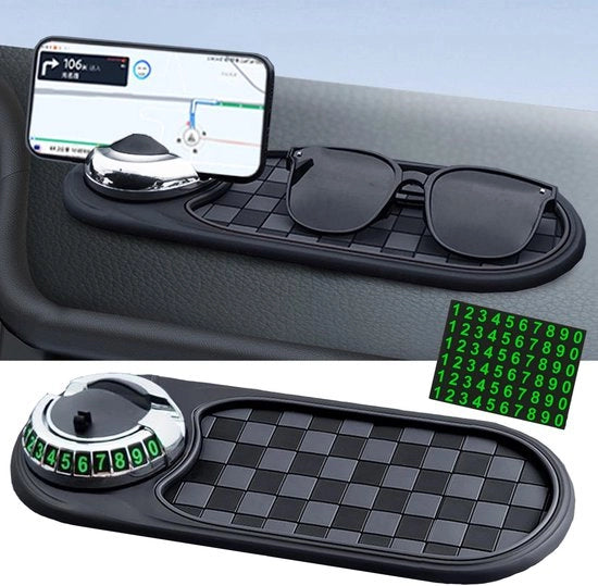 Mat antislip 360° giratorio per auto con numero di parcheggio, supporto universale per telefono per auto, mat antislip multifunzionale per auto per decorazione, occhiali e smartphone usati