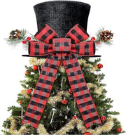 Topper di Albero di Natale con Felpa a Strisce e Caramelle - Decorazioni di Albero di Natale - Decorazioni di Casa per Natale - Tema di Neve - Opzione Nera
