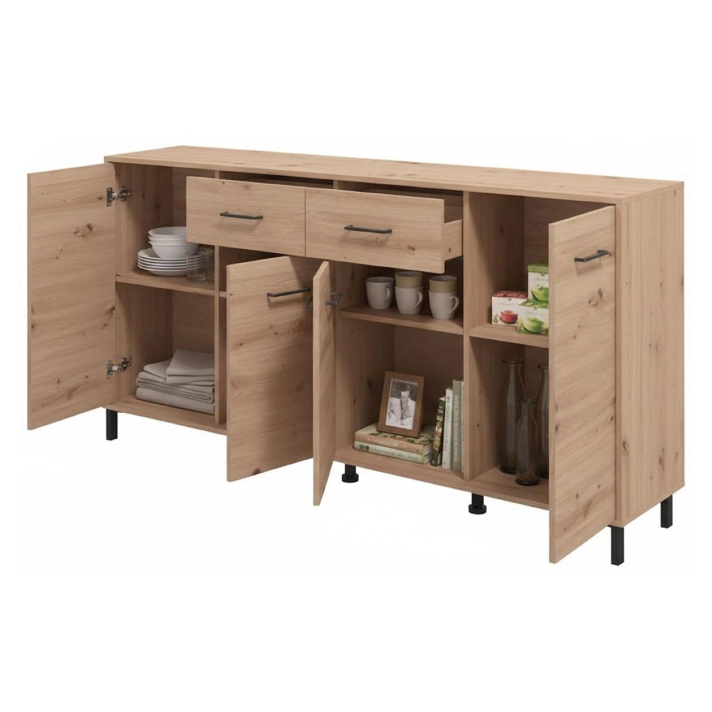Madia Grondona, Credenza 2 Cassetti, 183x40x90h cm Marrone Rovere Nodi