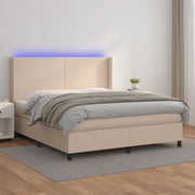 Giroletto Molle Materasso e LED Cappuccino 180x200cm Similpelle 3139282