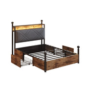 Letto singolo 90×190 cm con contenitore; LED; USB; Type-C e due cassetti; senza materasso; nero