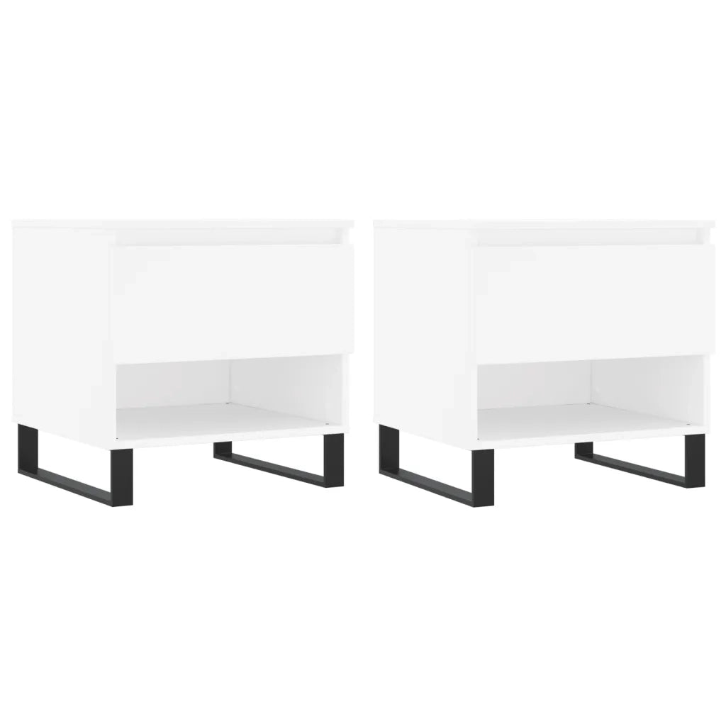 2 pz Tavolini salotto | Tavolino da caff¨¨ | Tavolino da Soggiorno Bianchi 50x46x50 cm in Legno Multistrato