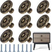 Maniglia a forma di fiori metallica per cassetti con maniglie in bronzo antico - vintage - bronzo tintato - 8 pezzi.