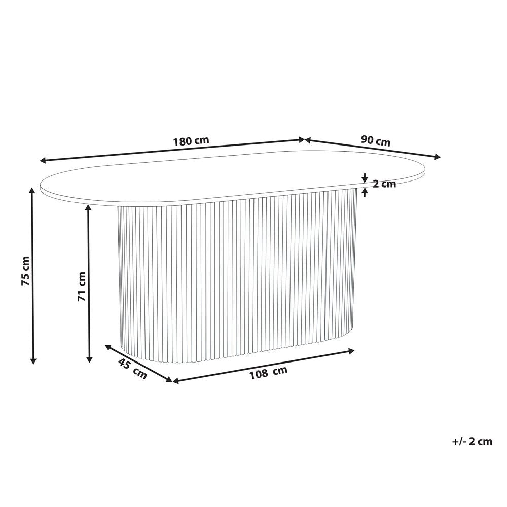 Tavolo da pranzo 180 x 90 cm Gambe in legno massello Impiallacciatura rovere chiaro