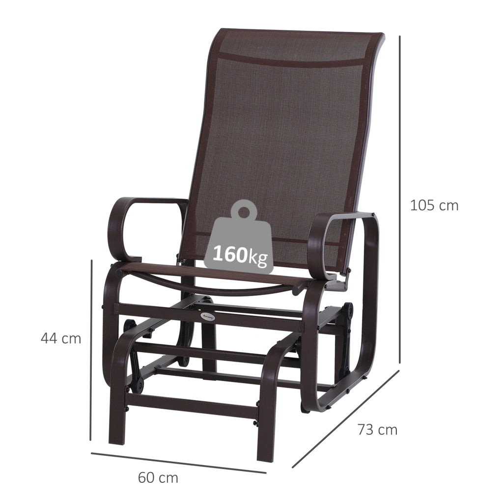 Sedia a dondolo sedia reclinabile in metallo per patio e balcone grigia