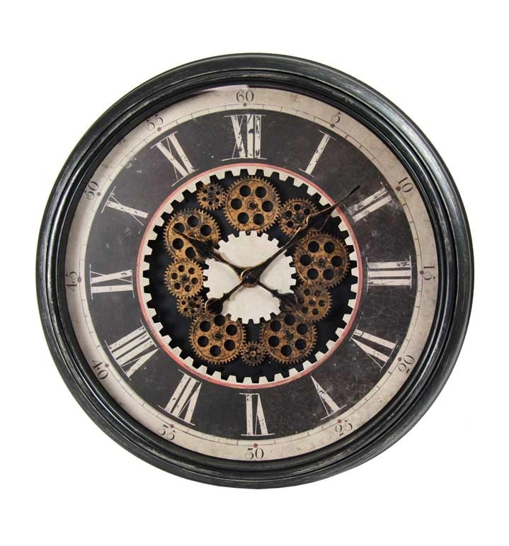 OROLOGIO DA PARETE CON INGRANAGGI IN MOVIMENTO 59X6 MARRONE RUSTICO
