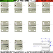 Contatto Magnetico NC Micro 10 Pezzi Bianchi Per Allarme Infissi Tensione Max 100 V Corrente 1 A Contenitori Con Fori di Fissaggio Reed in Ampolla Sottovuoto Sensibilità Magnetica 10 mm IP65 4 Fili