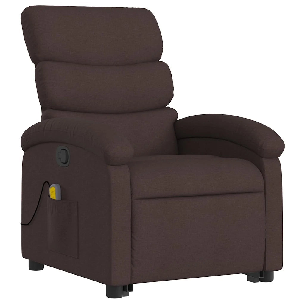 Poltrona Alzapersona Massaggi Reclinabile Marrone Scuro Tessuto 3203995