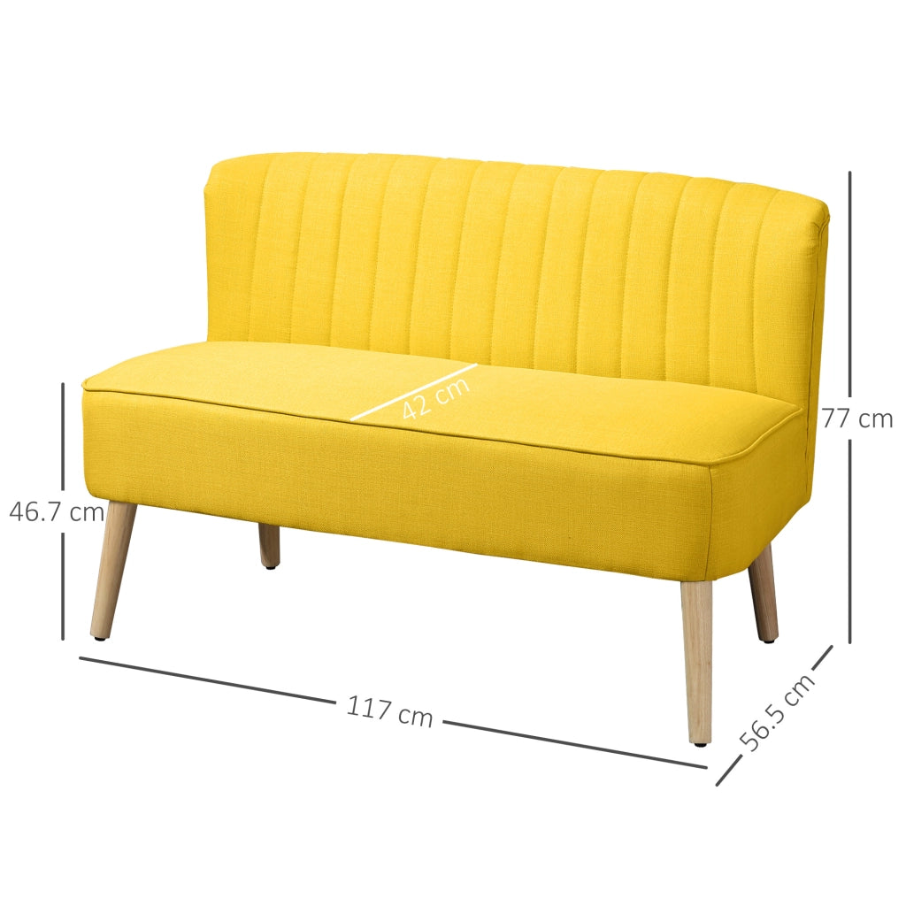 Divano 2 Posti Tessuto Senza Braccioli ¨C Zephmum ¨C Giallo 117x56.5x77 cm