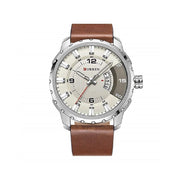 Trade Shop - Orologio Da Uomo Marca In Vera Pelle Marrone Band Curren Al Quarzo Black8245 -