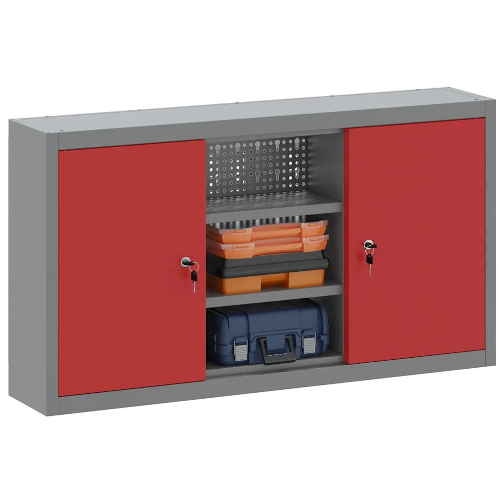 Mobile per attrezzi con blocco Rosso e Grigio 100 x 20 x 55 cm CFW7065715