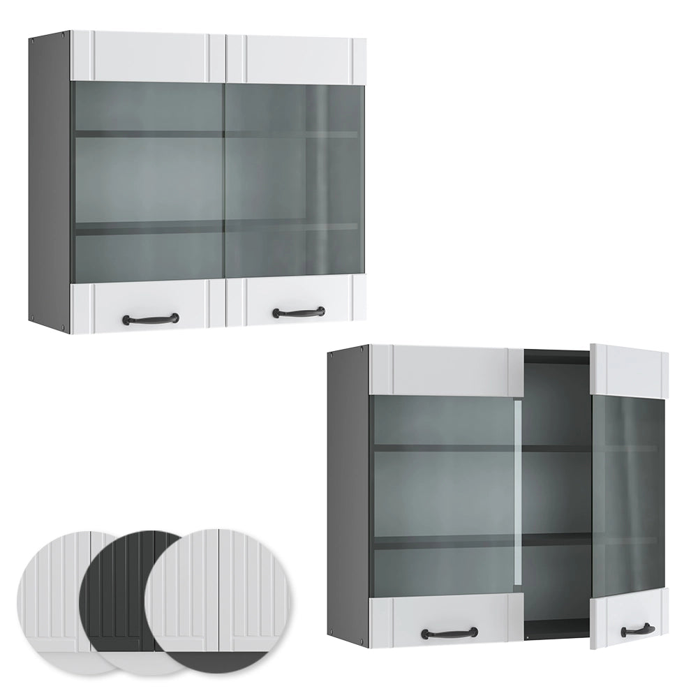 Vicco Mobile da cucina in vetro Bianco casa di campagna 80 cm