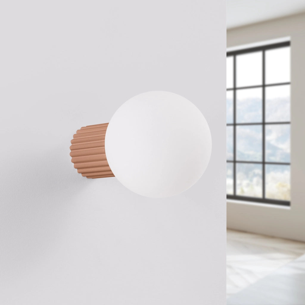 Applique SFERA mocca con globo vetro bianco G9 IP44