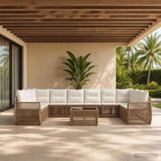 Set Divano da Giardino 11 pz Beige e Bianco Crema polyrattan 3435531