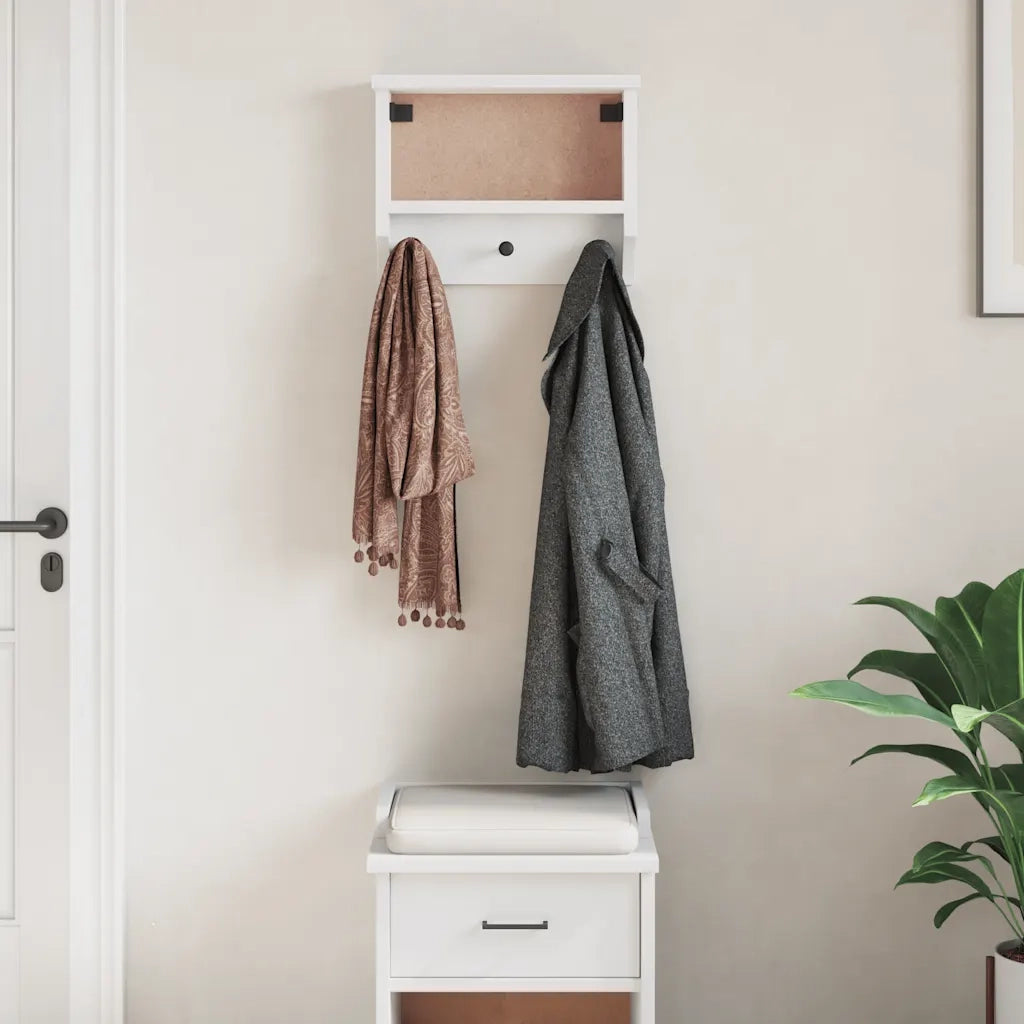 Appendiabiti da Parete SANDNES Bianco 45x12x35 cm Legno di Pino 4010453