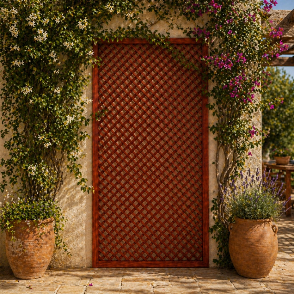 Traliccio Divisorio In Legno Di Pino Per Giardino Balcone E Terrazza Pannello Grigliato Per Piante Rampicanti Schermo Privacy Outdoor Arredo Decorativo 90 x 183 Cm Legno Scuro