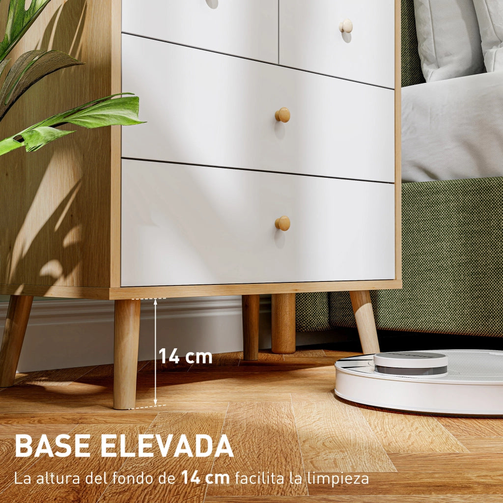 Cassettiera 4 Cassetti in Legno con Finitura Robe e Bianco ¨C Zephmum ¨C 60x35x65 cm