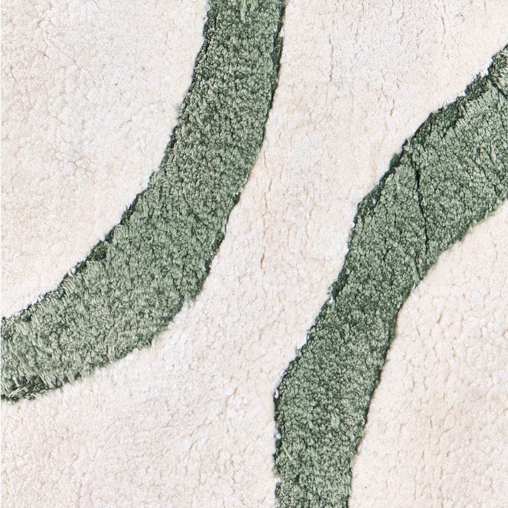 Tappeto beige chiaro con motivo astratto in viscosa verde 160 x 230 cm stile moderno glamour