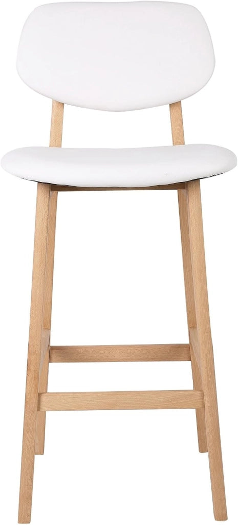 Sgabelli da Bar Sedia Alta Cucina con Schienale Poggiapiedi PU Gambe di Faggio Comodo Bianco 2 Pezzi BH51ws-2
