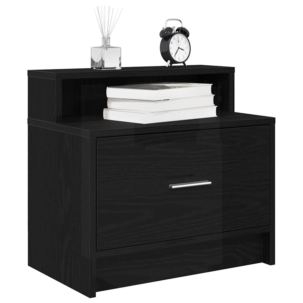 Comodini con Cassetto 2 pz Rovere Nero 51x31x47 cm 858671