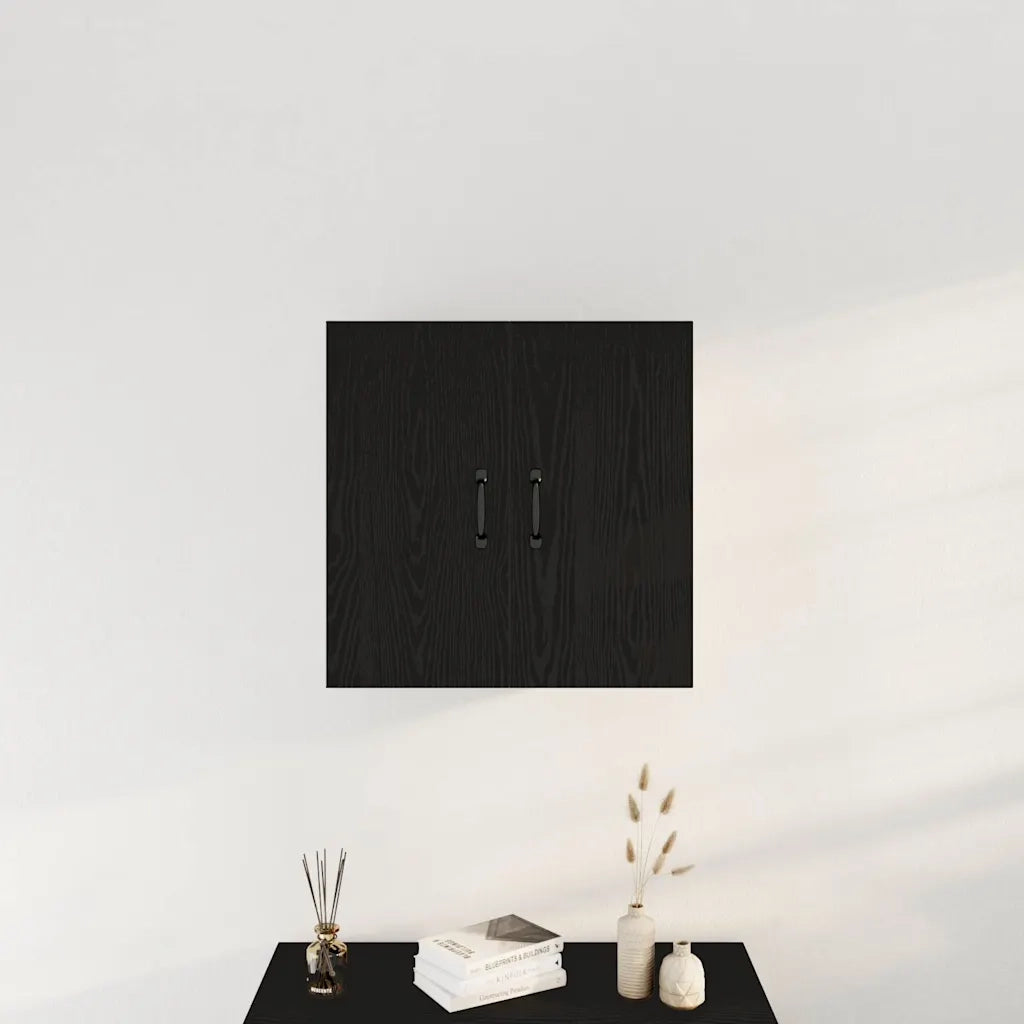 Mobiletto da Parete Rovere Nero 60x31x60 cm in Legno Massello 862113