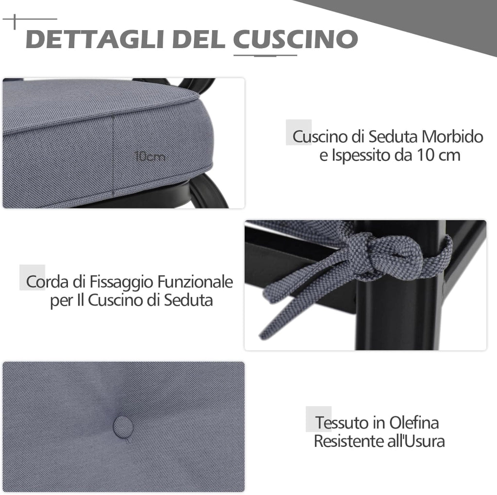Set Giardino Esterno 2 Pezzi, Panchina da Giardino con Tavolino e Cuscini Imbottiti, Panchina 2 Posti e Tavolino da Esterno Giardino Terrazza Balcone, Facile da Montare