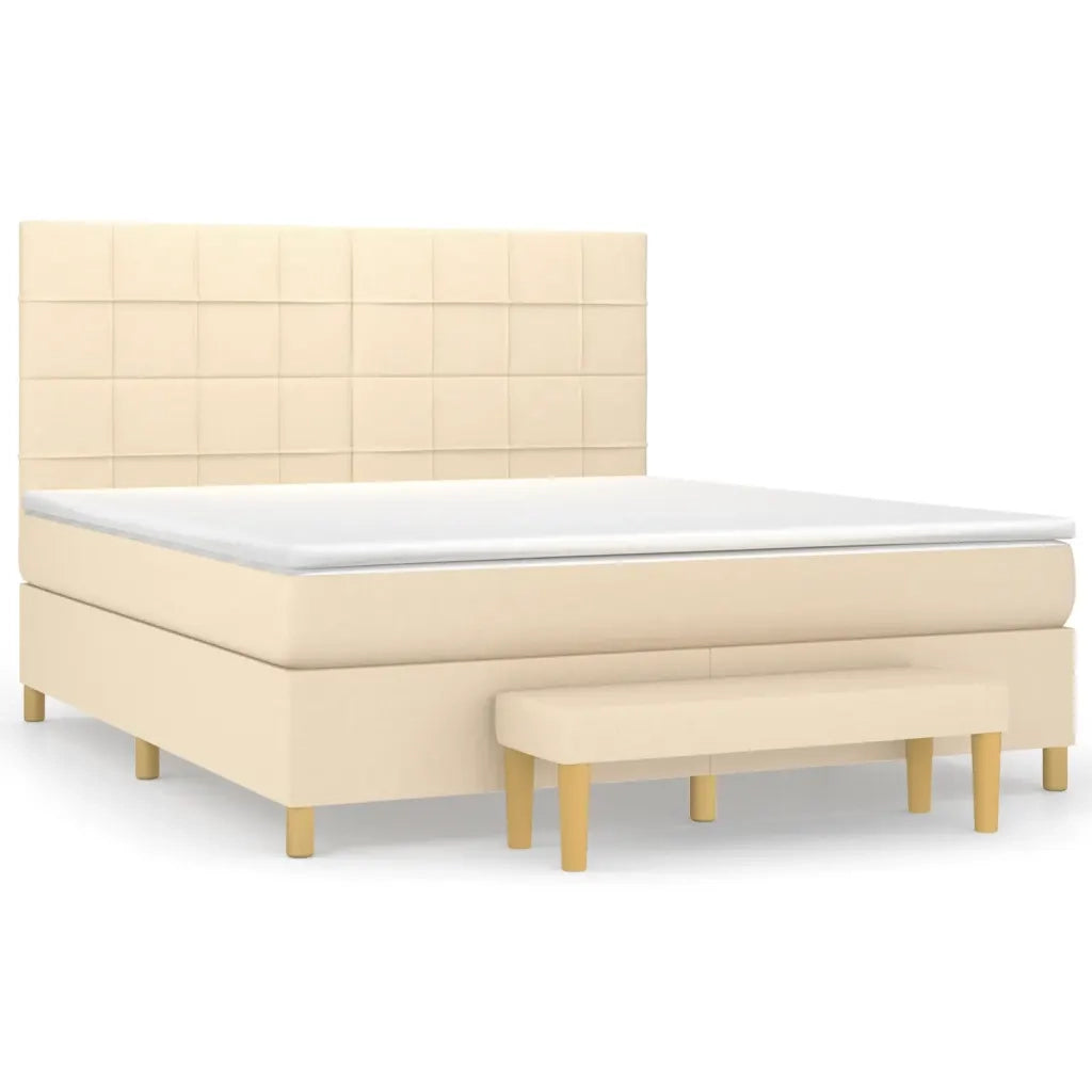 Giroletto a Molle con Materasso Crema 180x200 cm in Tessuto 3137178