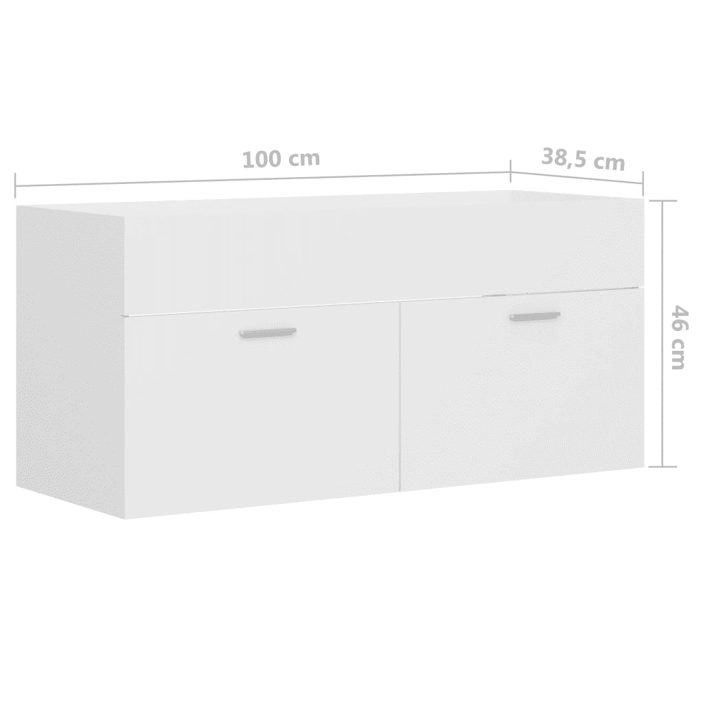 Mobile Lavabo-Armadietto da bagno Bianco 100x38,5x46 cm in Legno Multistrato