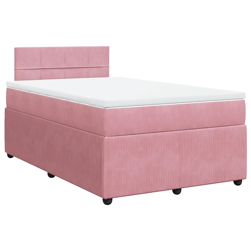 Giroletto a Molle con Materasso Rosa 120x190 cm in Velluto 3289991