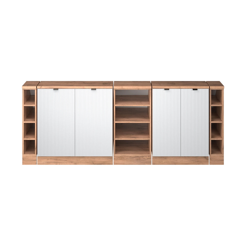 Mobile cucina sottotetto R-Line Ondulazione bianca/Rovere dorato 210 cm Set di 5 carcasse armadio profondità 60 cm Vicco