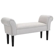Panca Fondo Letto con Braccioli Arrotolati, Panca Imbottita per Camera da Letto, Grigio, 102x36x51cm