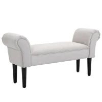 Panca Fondo Letto con Braccioli Arrotolati, Panca Imbottita per Camera da Letto, Grigio, 102x36x51cm