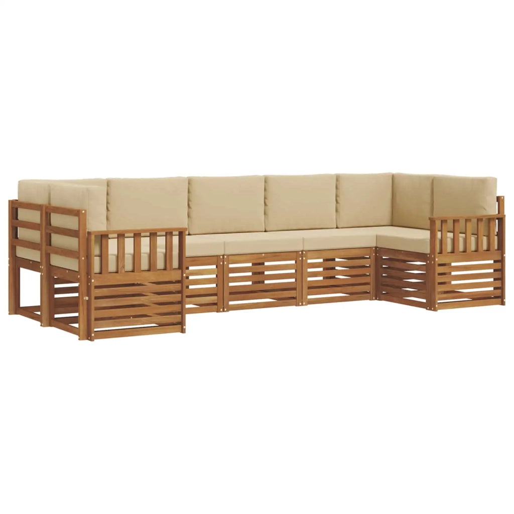 Set divano sezionale con cuscino 7 pcs Naturale e Beige 3375403