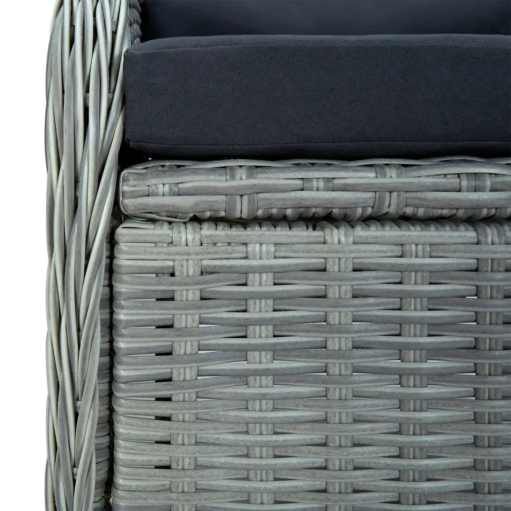 Set da Pranzo da Giardino 5 pz Grigio Chiaro in Polyrattan cod mxl 41211