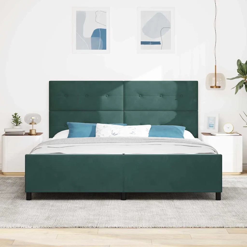 Letto a molle con testiera Verde Scuro 200 x 200 cm Velluto 3344966