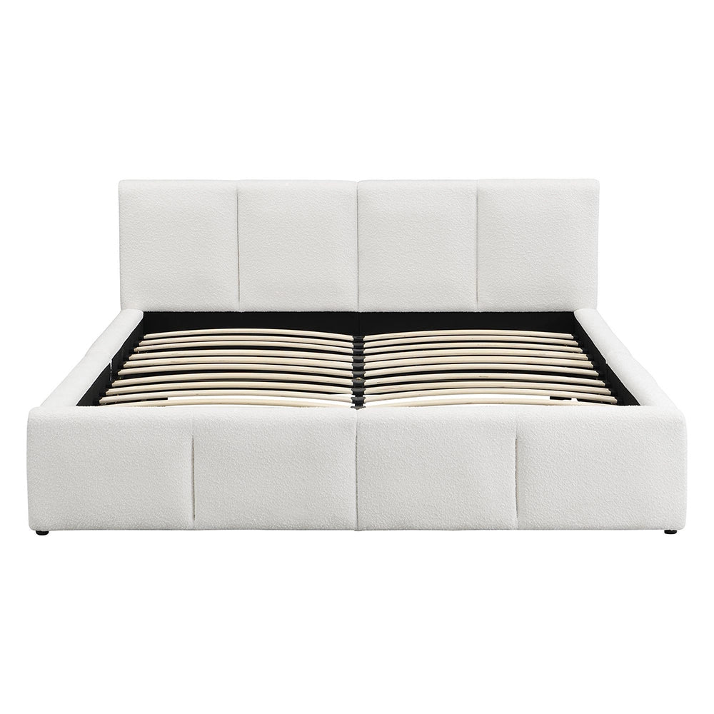 Letto doppio imbottito 180x200cm - Xylo - testiera bouclé beige