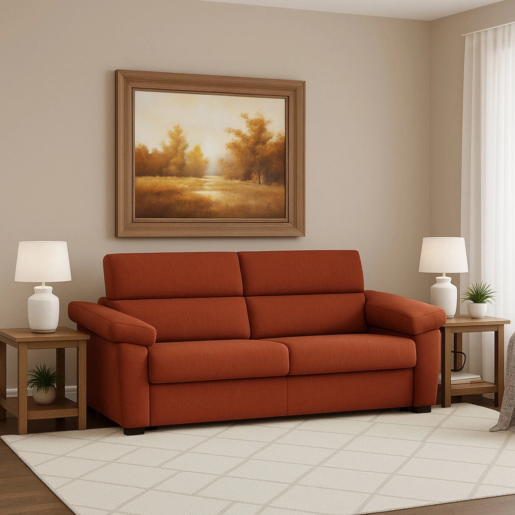 Contrada, Divano Letto 2 Posti Sfoderabile Made in Italy, 205x95 cm Arancione