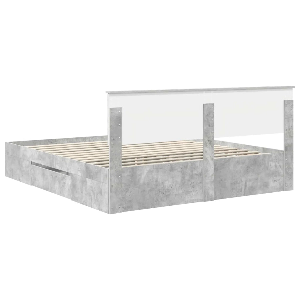 Struttura del letto con testiera Grigio cemento 200 x 200 cm 3408728