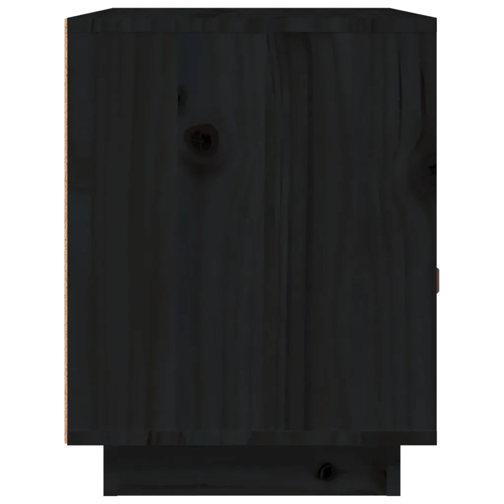 Comodino Nero 40x34x45 cm in Legno Massello di Pino