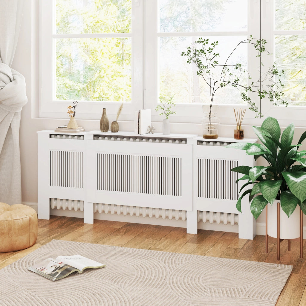 Copriradiatore a Lamelle Regolabile ¨C zephmum ¨C MDF Bianco 125-201 cm