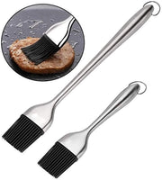 Set di spazzole per barbecue da 2 - Silicona/acciaio inossidabile - Spazzola per griglia - Spazzola per forno - Spazzola per oli - Alta capacità