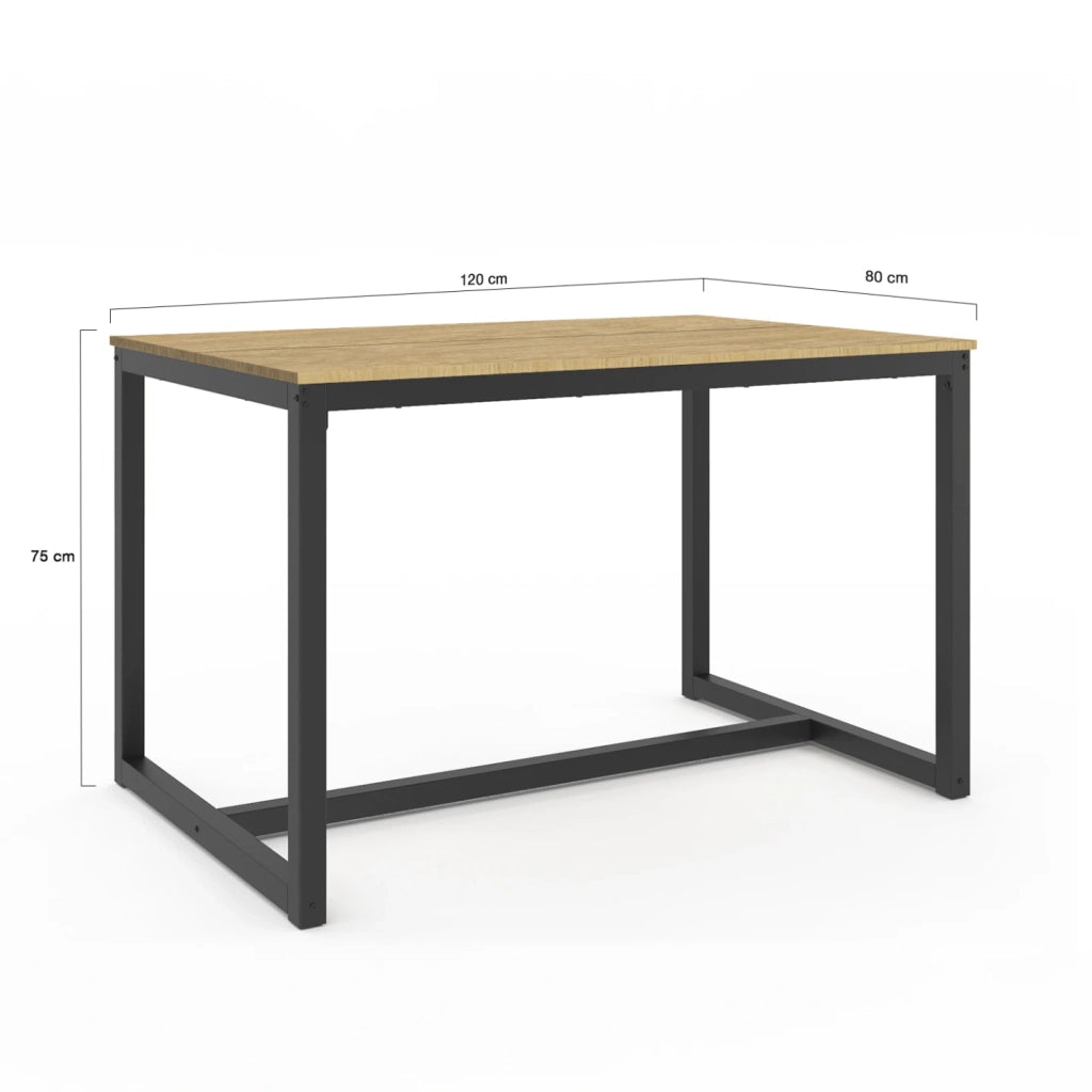 IDMarket - DETROIT 6 persone tavolo da pranzo rettangolare di design industriale 120 cm