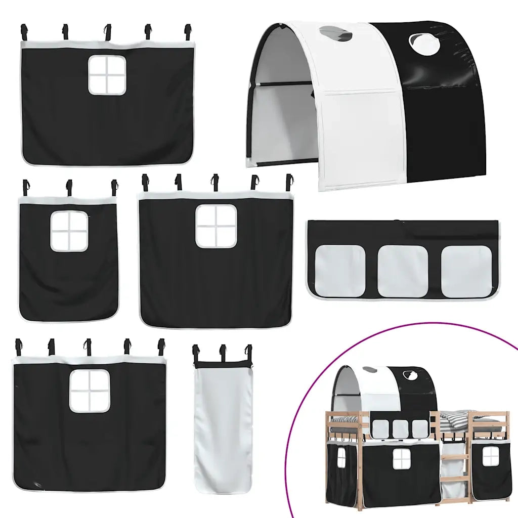 Letto a Castello senza Materasso Bianco e Nero 80x200cm in Pino 3283988