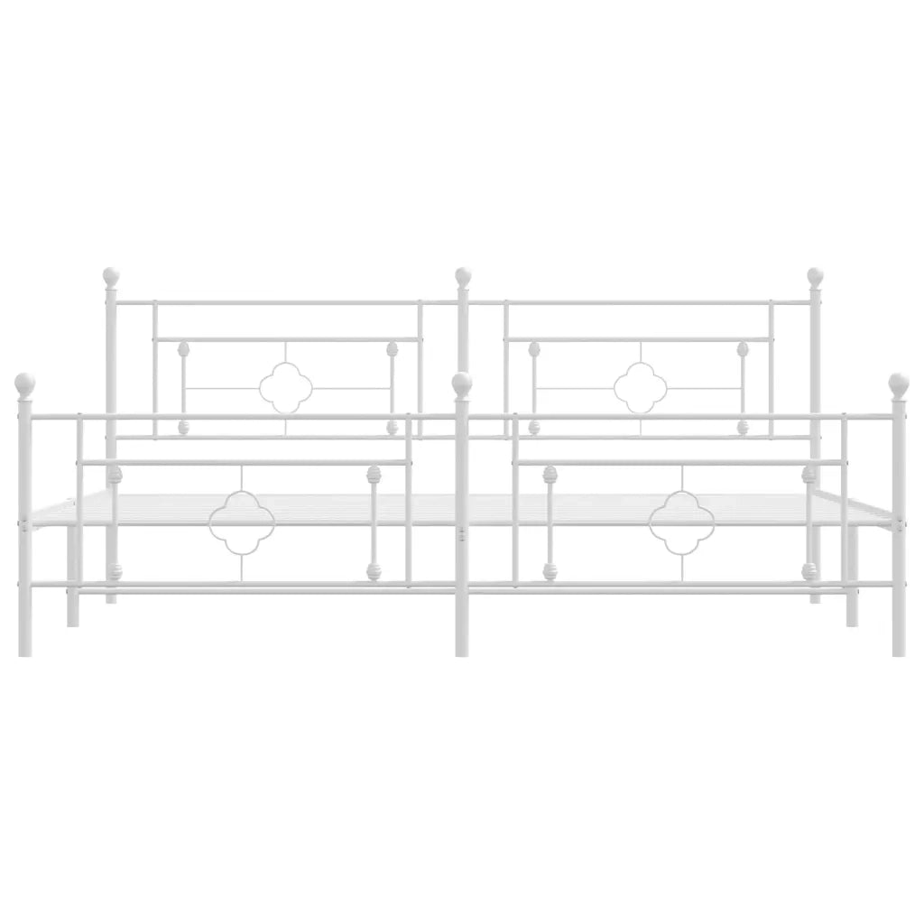 Giroletto con Testiera e Pediera Metallo Bianco 193x203 cm 374412