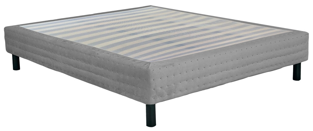 Letto Sommier 1 Piazza e Mezzo 120x190 cm a Rete Fissa in Legno e Simil Velluto Dormidea Grigio